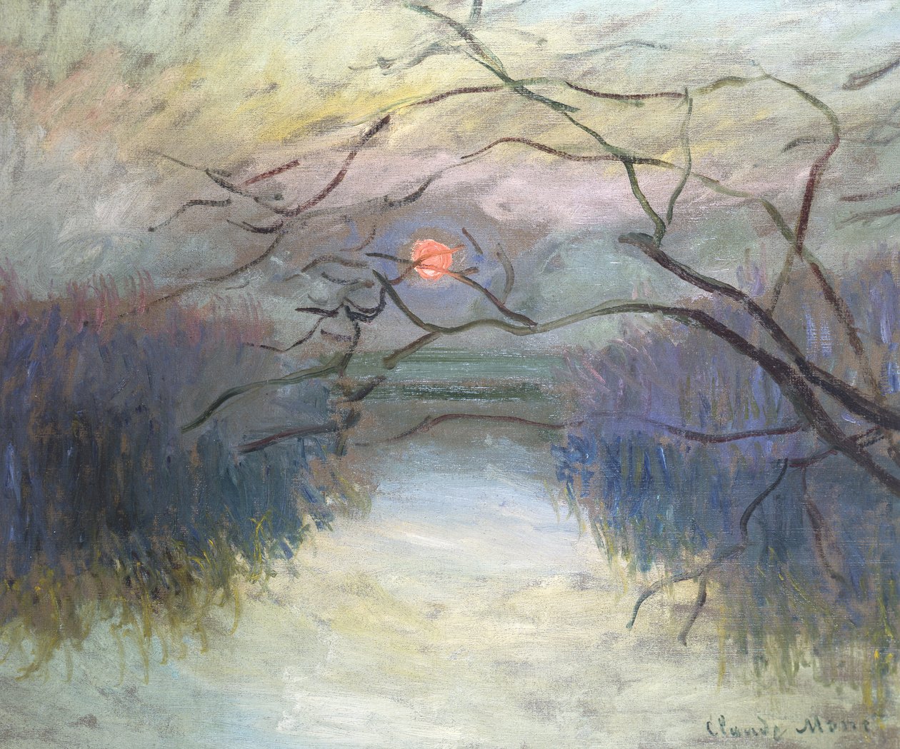 Zonsondergang aan de Seine bij Vétheuil, 1880 door Claude Monet