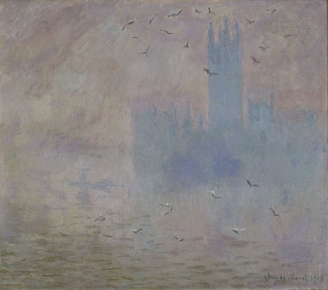 Het parlementsgebouw, meeuwen door Claude Monet