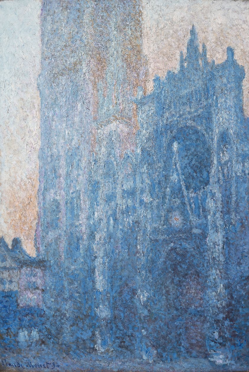 Het portaal van de kathedraal van Rouen in ochtendlicht door Claude Monet