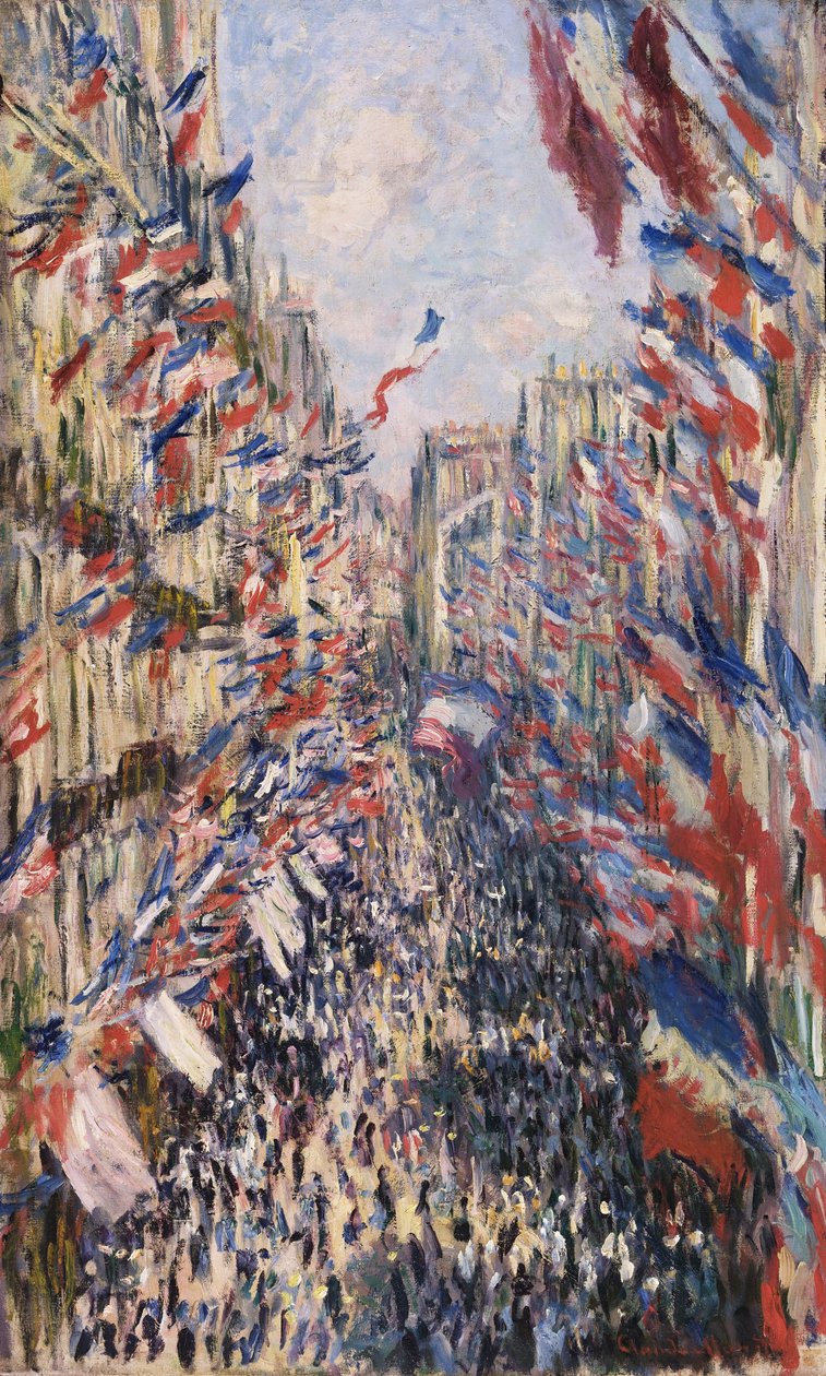 De Rue Montorgueil in Parijs door Claude Monet