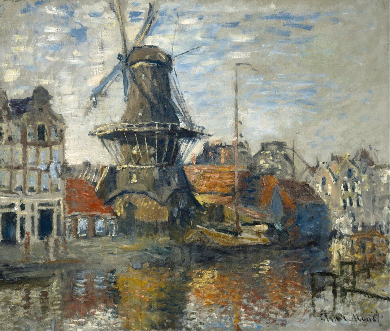 The Windmill on the Onbekende Gracht, Amsterdam door Claude Monet