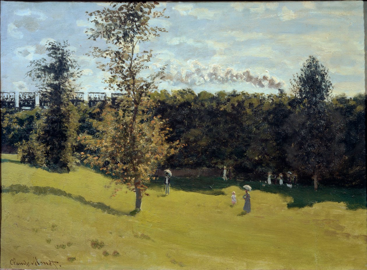 Trein in het landschap door Claude Monet