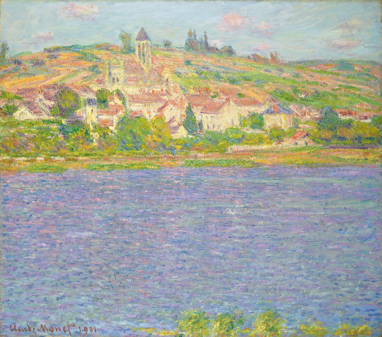 Vétheuil in de zon, 1901 door Claude Monet