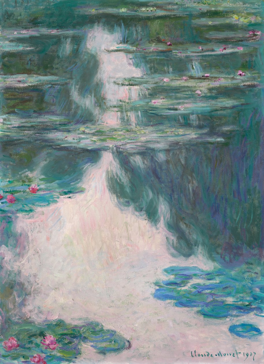 Waterlelies, grijs weer door Claude Monet