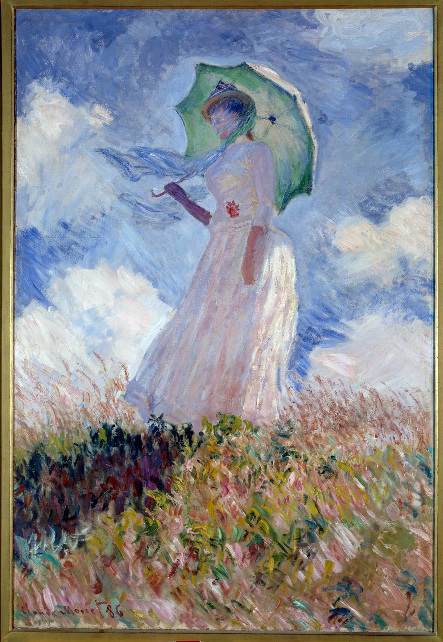 Vrouw met Parasol naar Links Gekeerd door Claude Monet