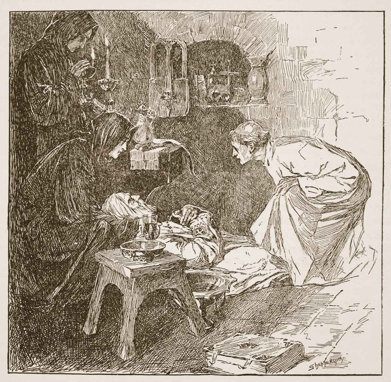 De Dood van Bede, illustratie uit 