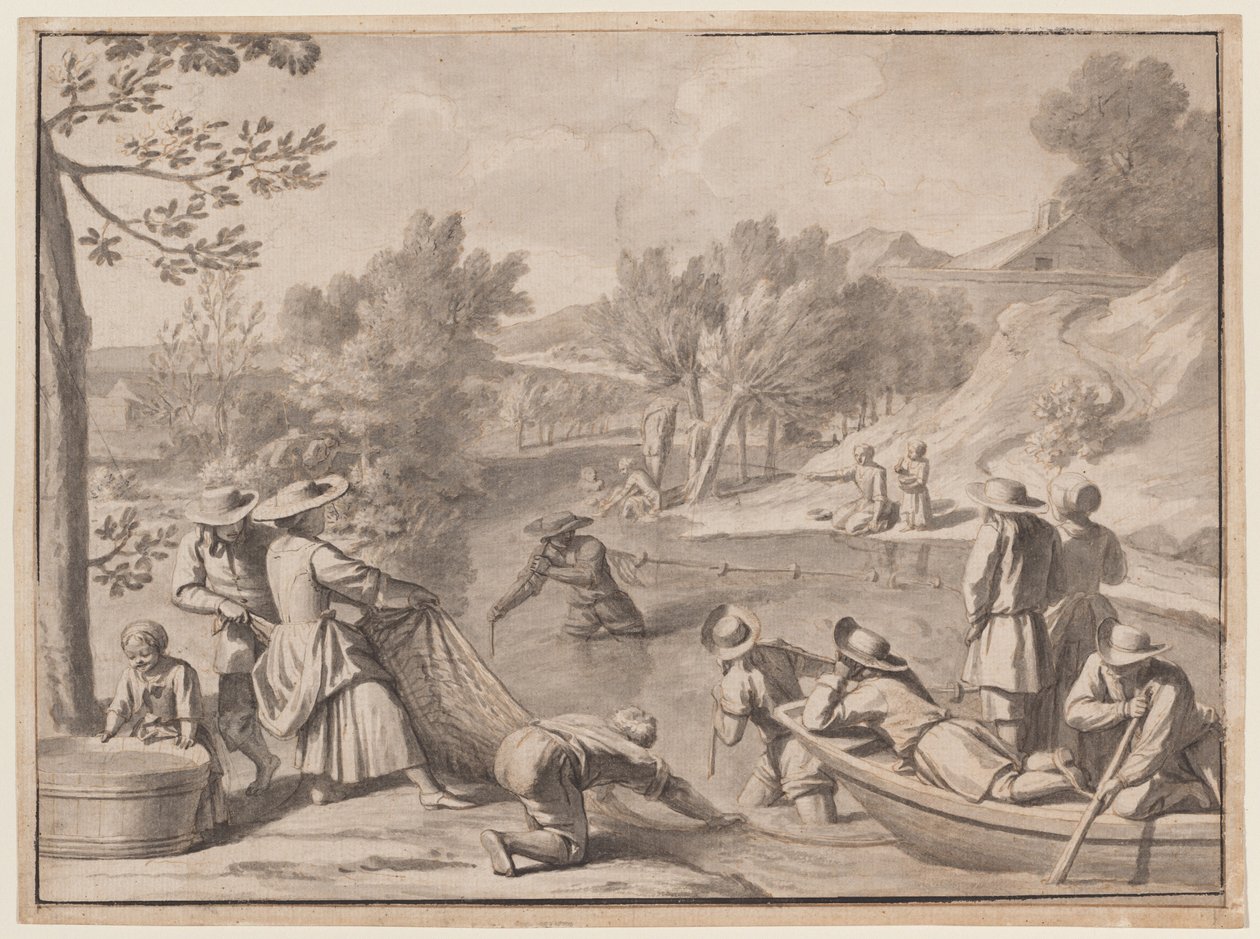 Augustus: Vissen, ca. 1700 (inkt) door Claude Simpol