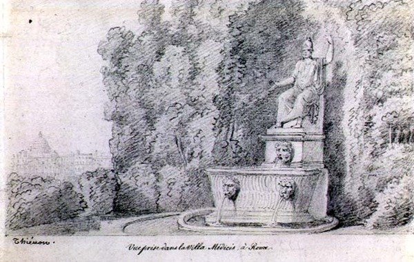 Uitzicht op een Fontein in de Tuin van de Villa Medici, Rome door Claude Thienon