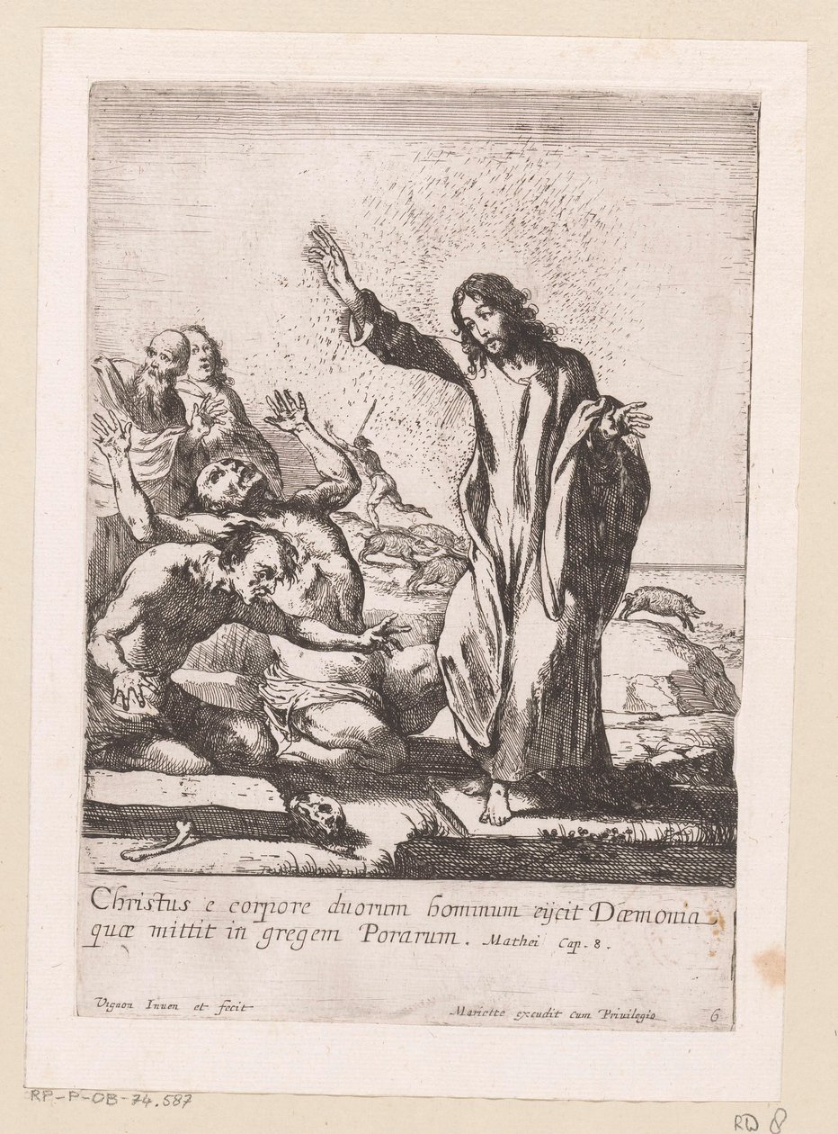 Christus verlost twee bezetenen van demonen door Claude Vignon