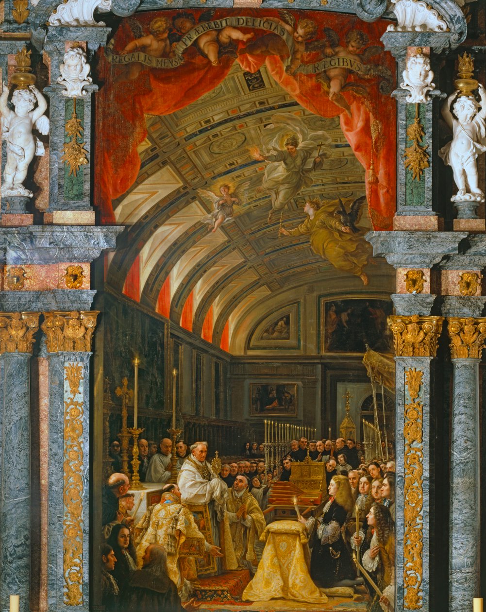 Aanbidding van de Sagrada Forma door Karel II, koning van Spanje ... door Claudio Coello