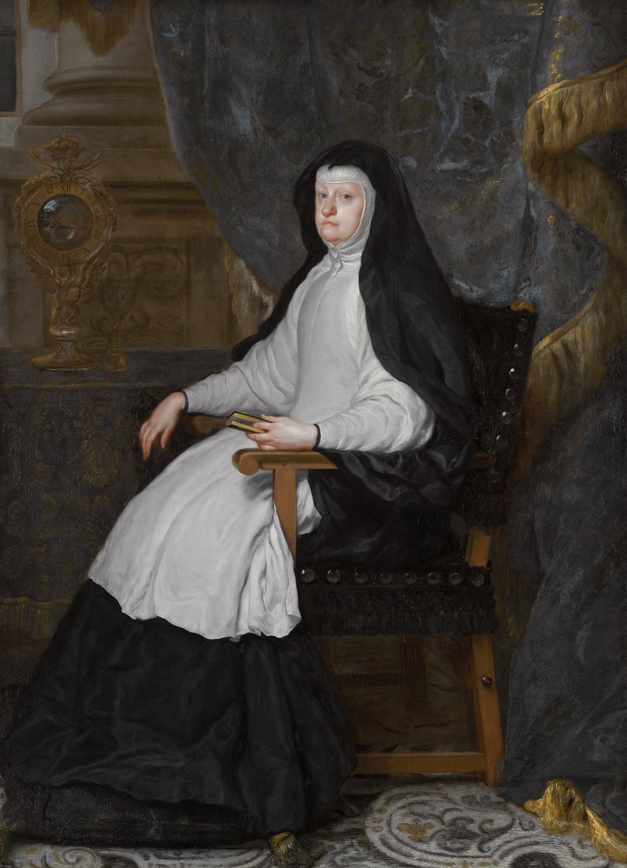 Duits: Maria Anna von Österreich, Gemahlin König Philipps IV von Spanien, als Witwe Mariana van Oostenrijk, gemalin van koning Filips IV van Spanje, als weduwe door Claudio Coello