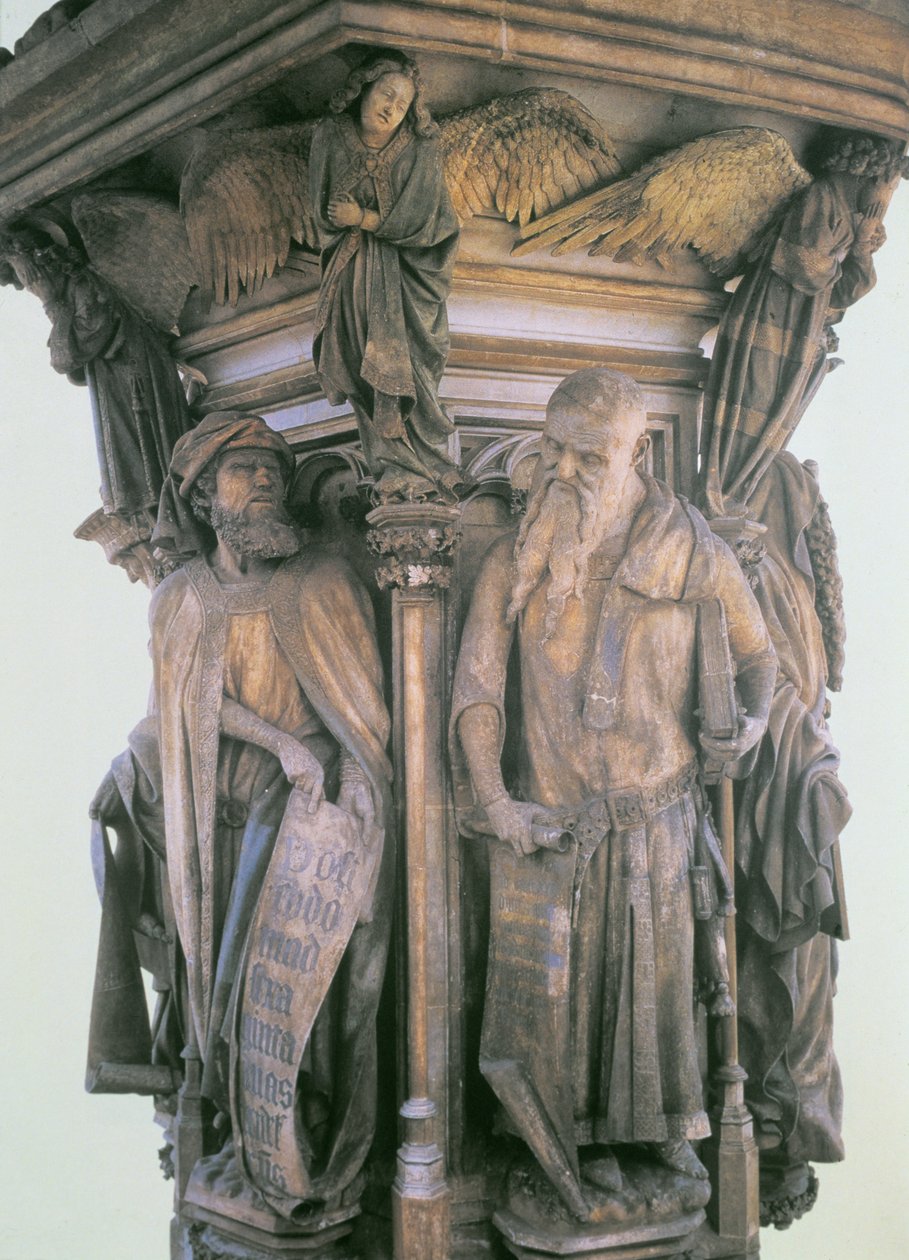 Daniel en Jesaja in geschil, van de zeshoekige sokkel van de Put van Mozes, 1395-1404 door Claus and Malouel, Jean Sluter