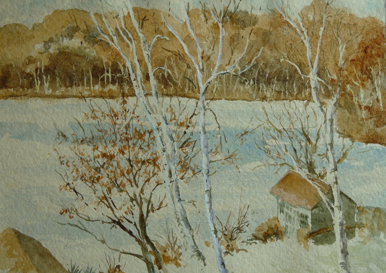 915 Silver Lake, nieuwjaarsdag 2014, 2014 (aquarel) door Clive Wilson