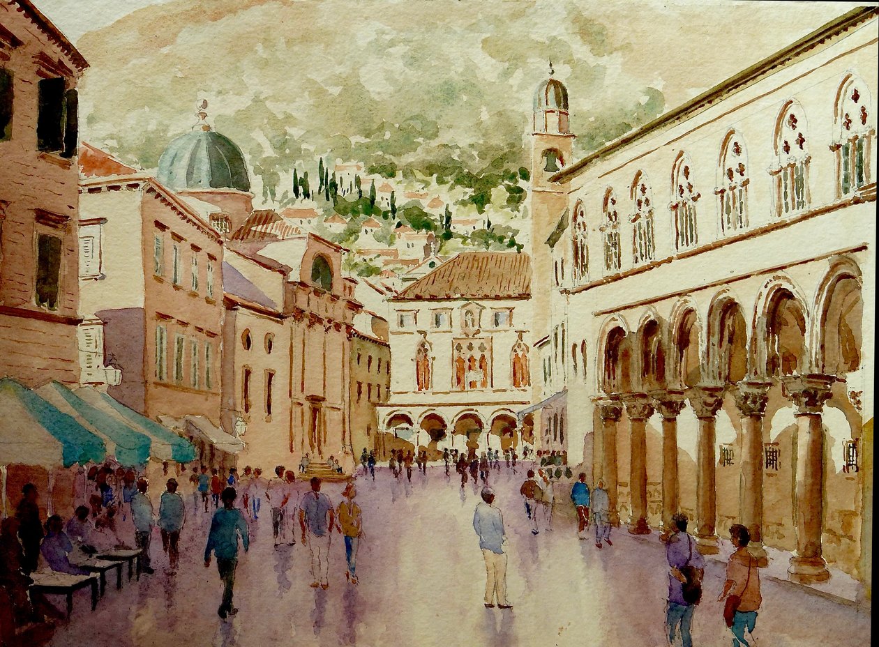 Dubrovnik, 2010 (aquarel) door Clive Wilson