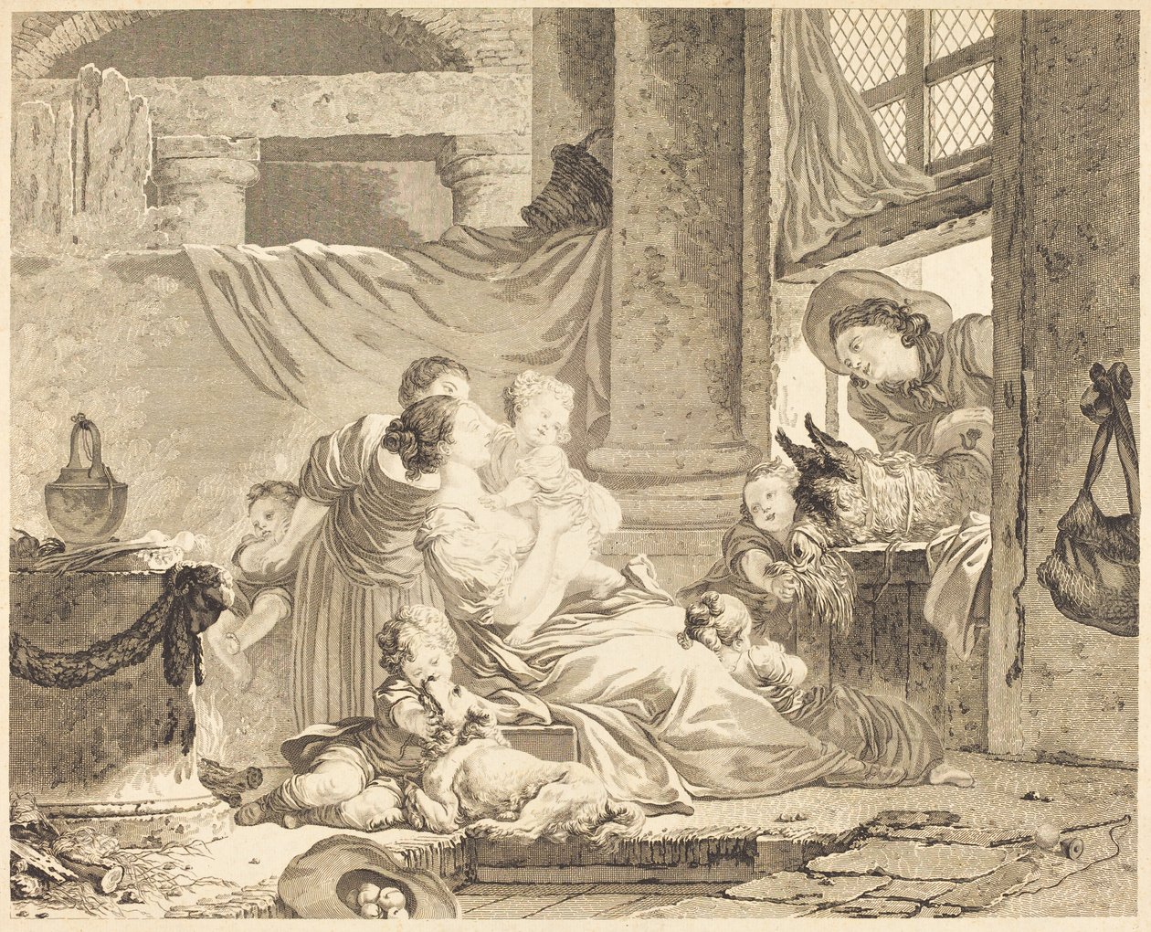 De Familie van de Boer door Clément Pierre Marillier after Jean Honoré Fragonard
