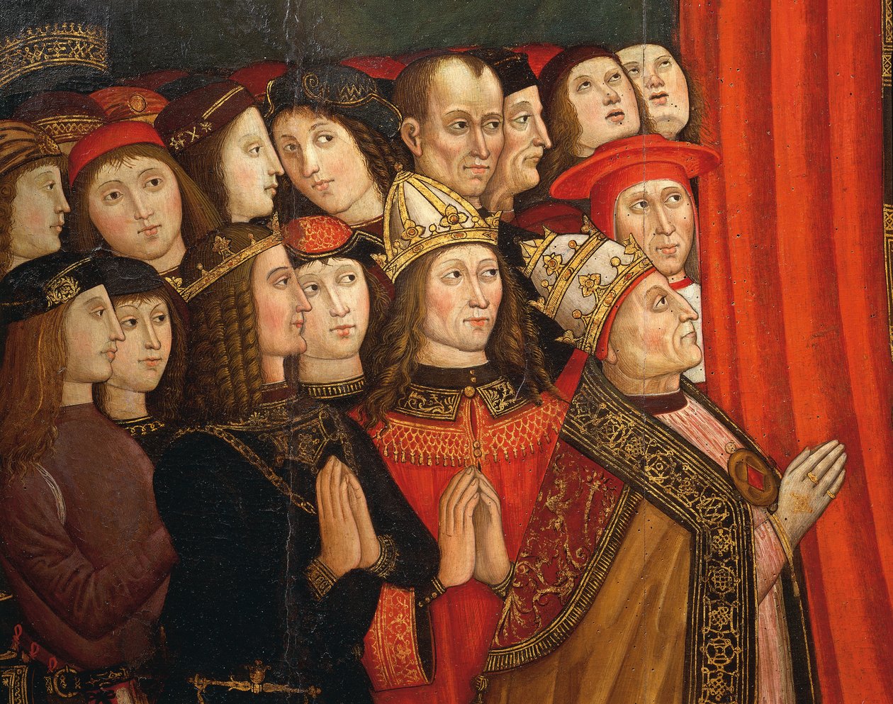 Detail van de Madonna van de Aanbevolen door Cola da and Roma Giovanni Anotnio da Orte