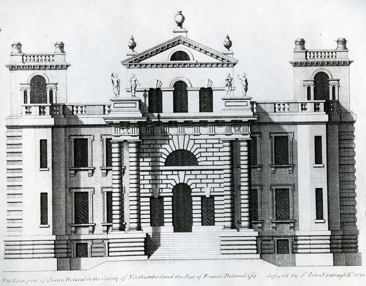 Ontwerp voor Seaton Delaval, 1721 door Colen Campbell