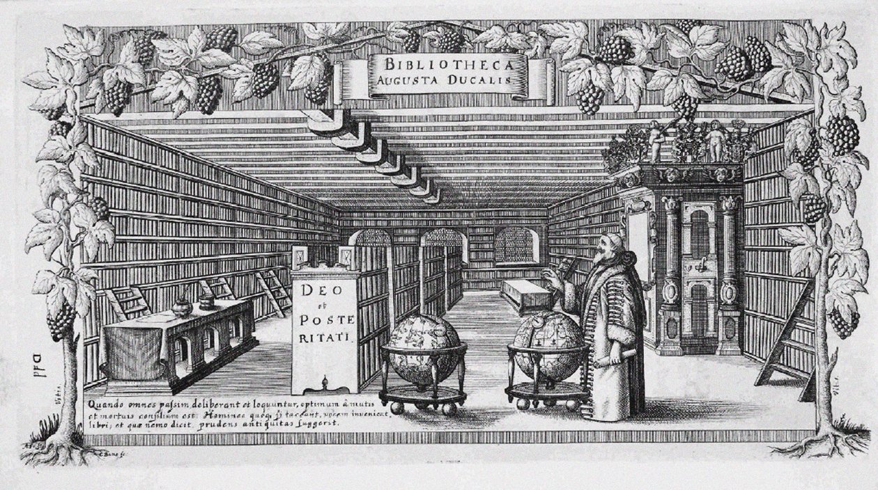 August von Brunswick-Lüneburg in zijn bibliotheek, 1650 door Conrad Buno