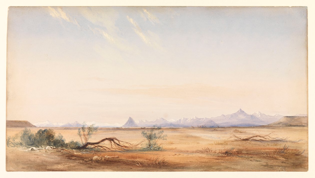 Cordillera van de Andes, gezien vanaf de Mystery Plain, nabij de Santa Cruz, ca. 1878 door Conrad Martens