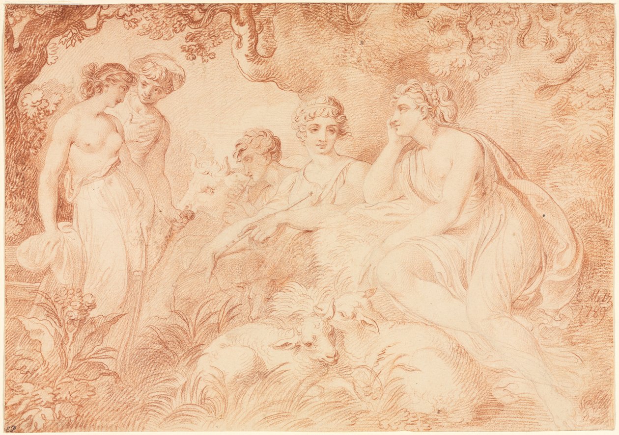Herders en Herderinnen, 1789 door Conrad Martin Metz