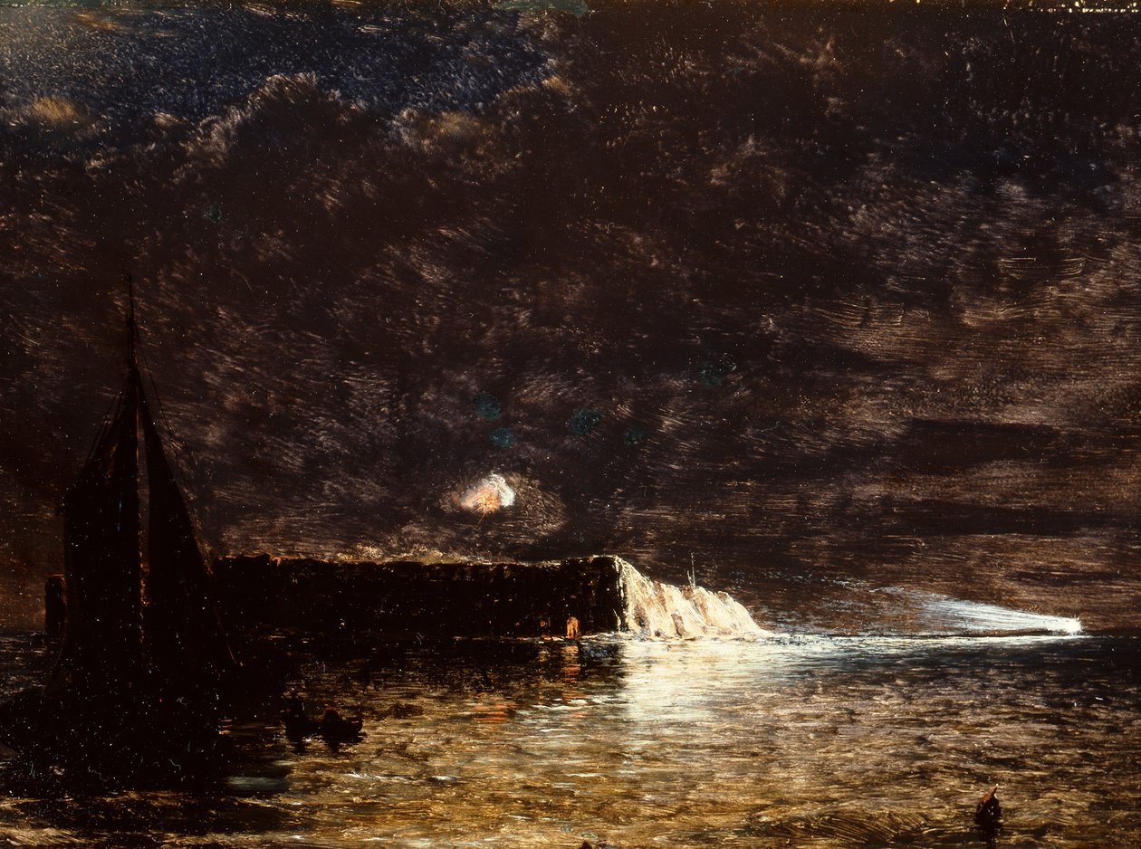 Nachtbombardement, Fort Sumter, 10 december door Conrad Wise Chapman
