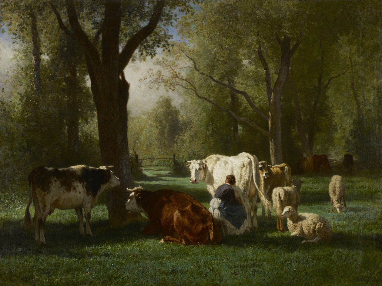 Landschap met vee en schapen door Constant Emile Troyon