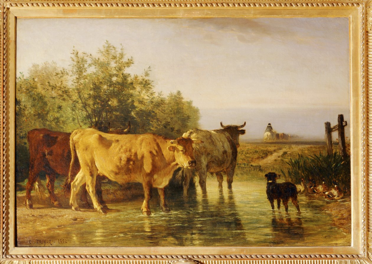 Kudde die de gue passeert ... door Constant Emile Troyon