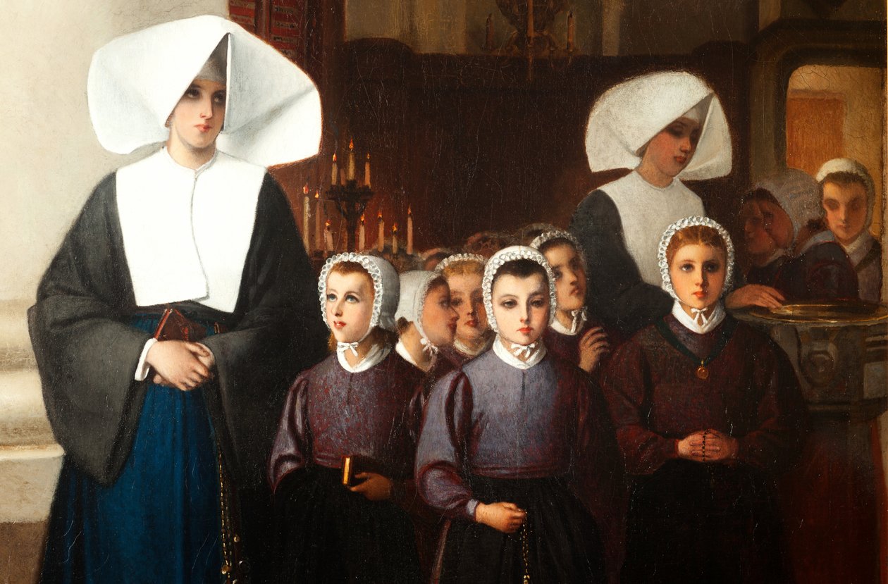 De wezen. Gesigneerd en gedateerd: Constant Meunier 1864. Detail. door Constantin Emile Meunier