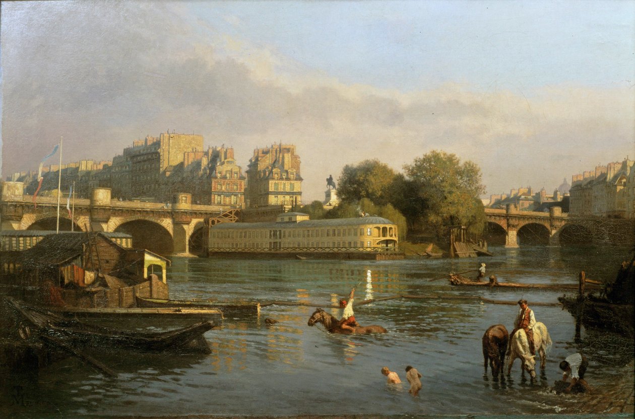 Pont Neuf en Ile de la Cite, Parijs ... door Constantin Emile Meunier