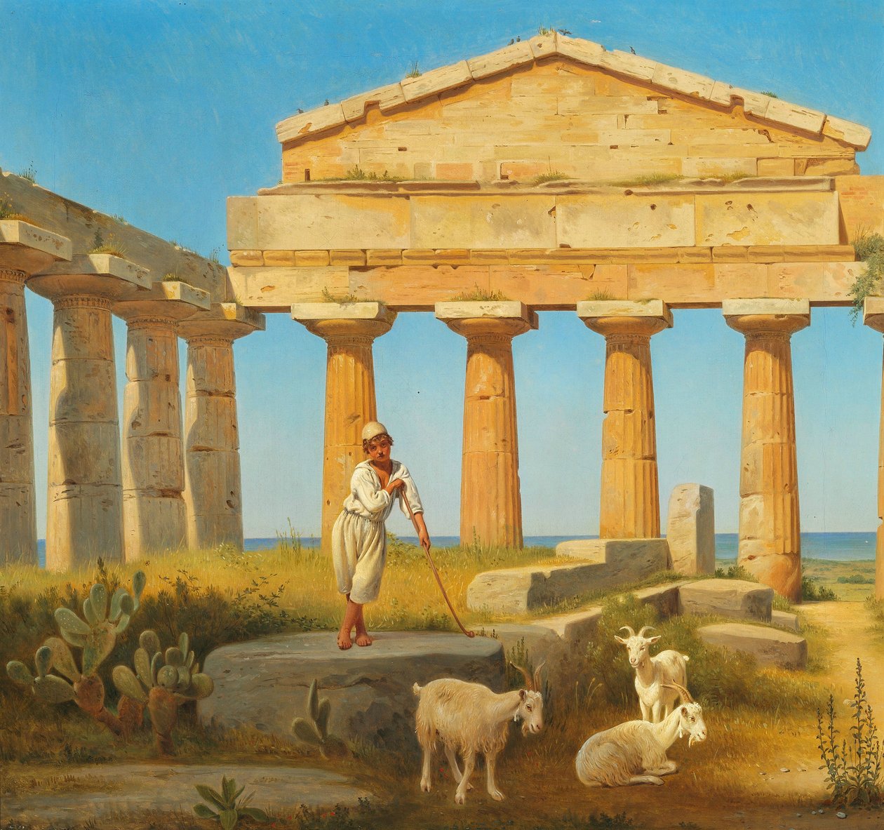 "Cerestemplet i Pæstum". De tempel van Ceres in Paestum door Constantin Hansen