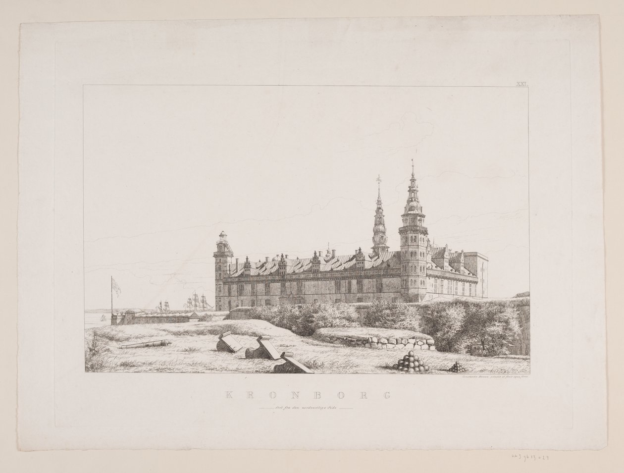 Deens: Kronborg gezien vanaf de noordwestkant door Constantin Hansen