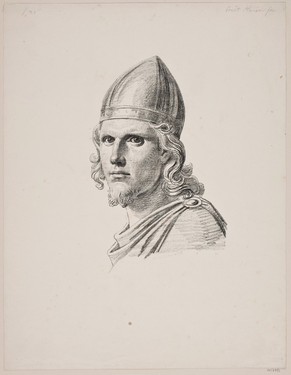 Hoofd van de god Tyr op Ægirs feestmaal door Constantin Hansen