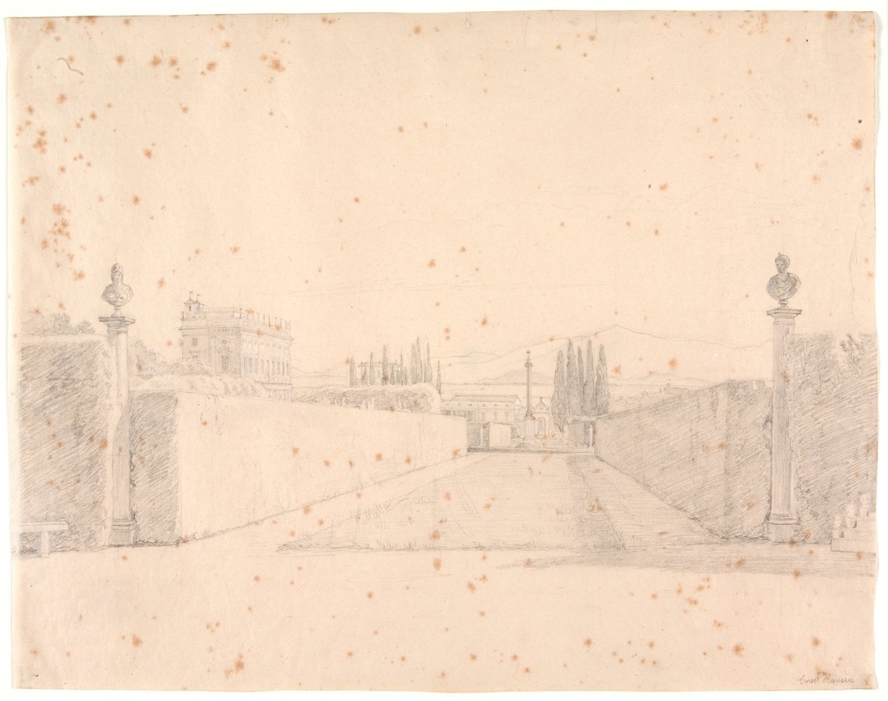 In de tuinen van Villa Albani door Constantin Hansen