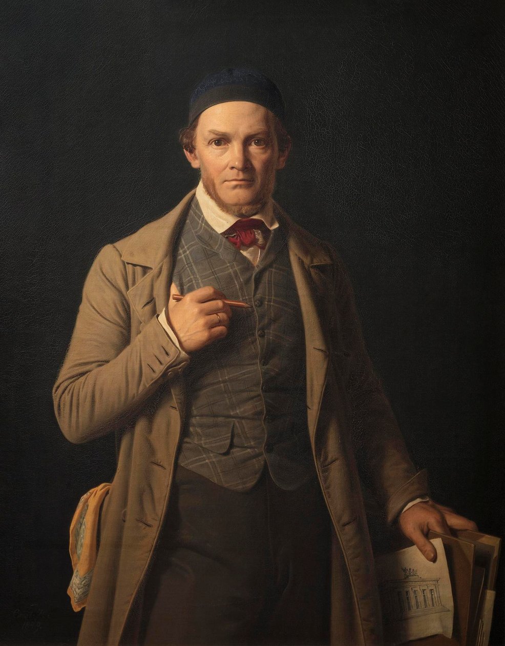 Portret van Gottlieb Bindesbøll door Constantin Hansen