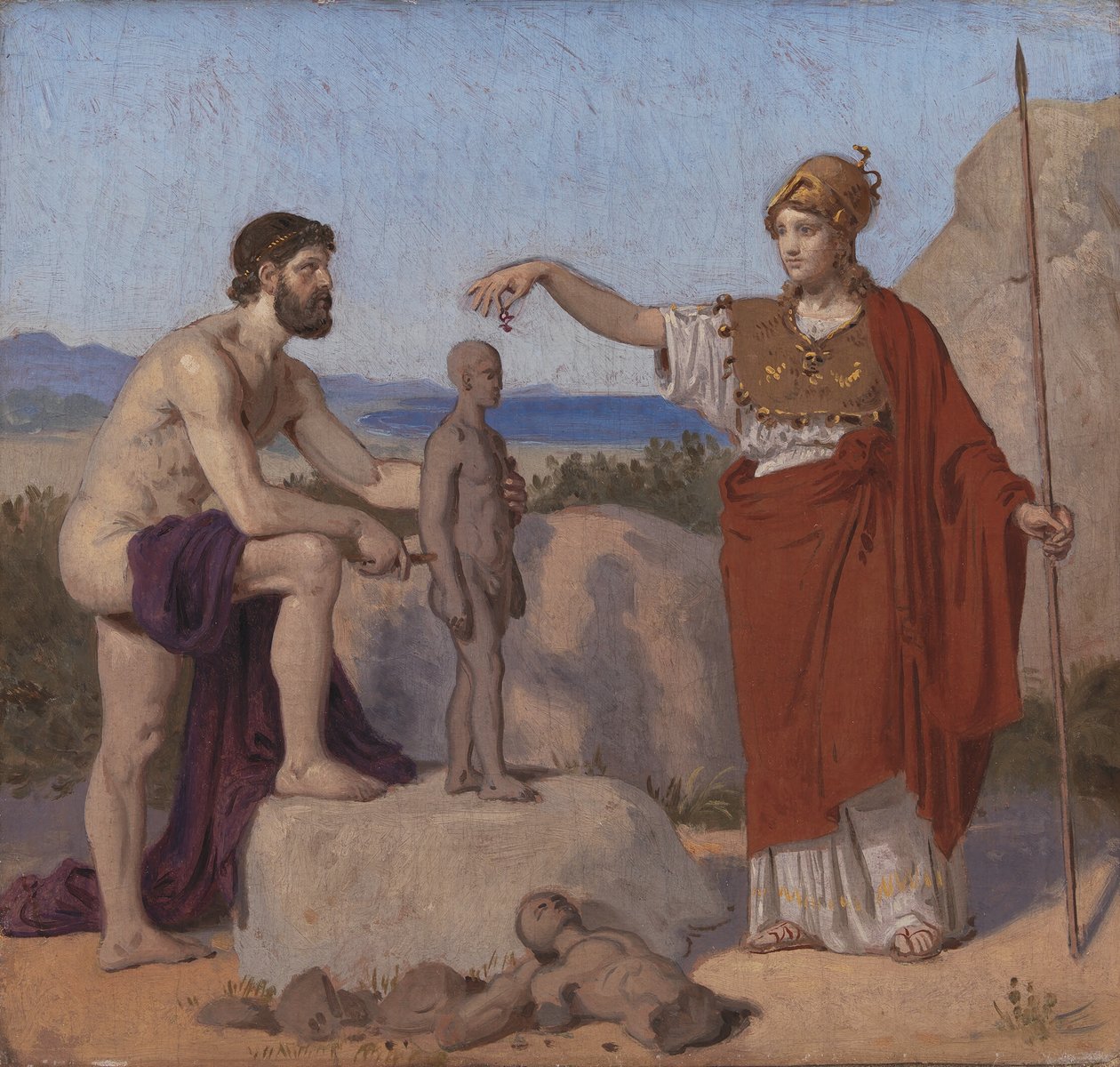 Prometheus vormt de mens uit klei door Constantin Hansen