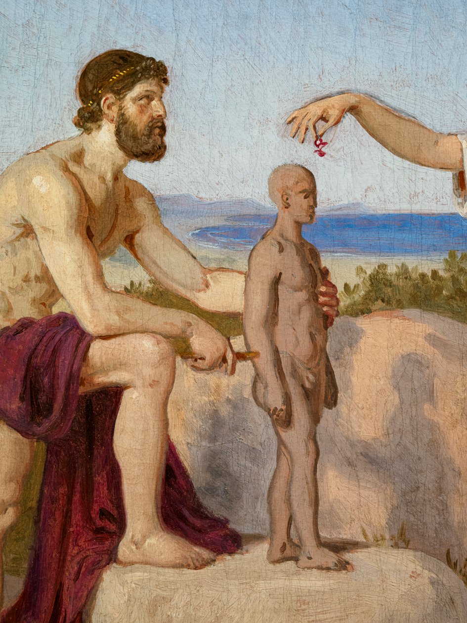 Prometheus boetseert mens uit klei door Constantin Hansen