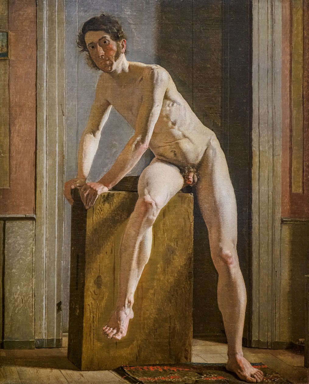 Zittend mannelijk model door Constantin Hansen