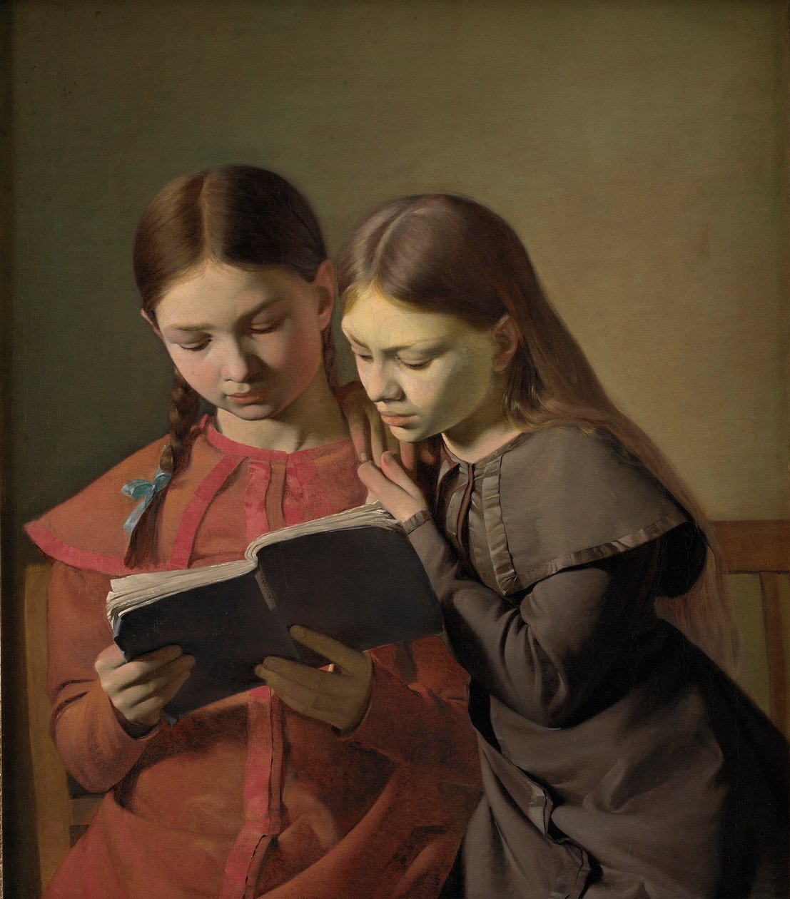 De Zusters van de Kunstenaar Signe en Henriette Lezen een Boek, 1826 door Constantin Hansen