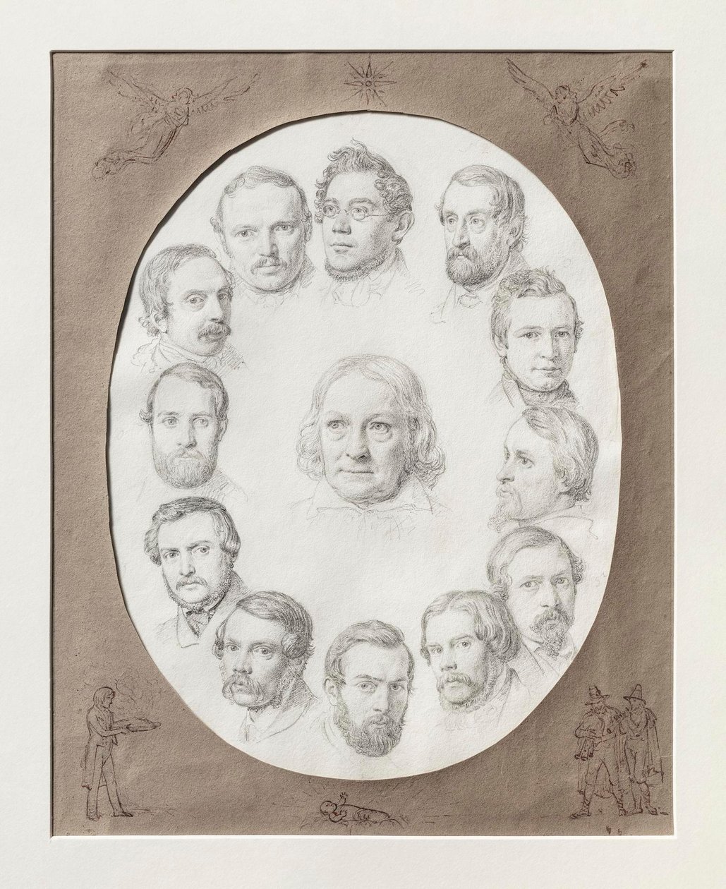 Thorvaldsen onder landgenoten op kerstavond 1841 in Rome door Constantin Hansen