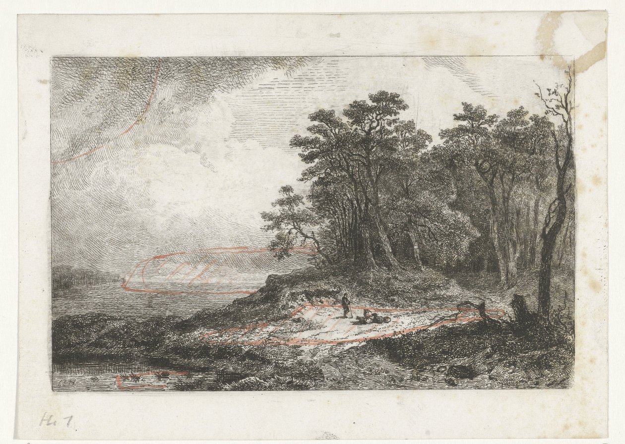 Landschap met herder door Constantinus Cornelis Huysmans