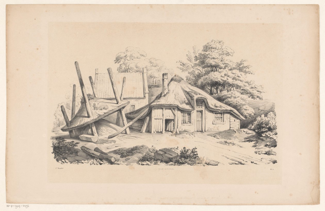 Vervallen boerderij door Constantinus Cornelis Huysmans