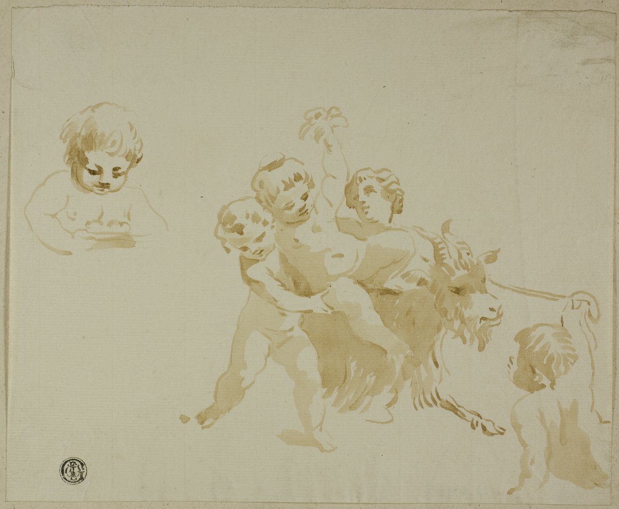 Putti Spelend met Geit door Conte Antonio Maria Zanetti the Elder