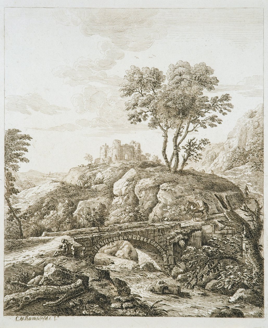 Landschap met Kasteel door Copplestone Warre Bamfylde