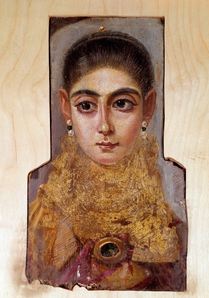 Koptische kunst: jonge vrouw genaamd Fayoum (Fayum) (rond 160 AD) Schilderij van was op hout. Parijs, Louvre Museum door Coptic