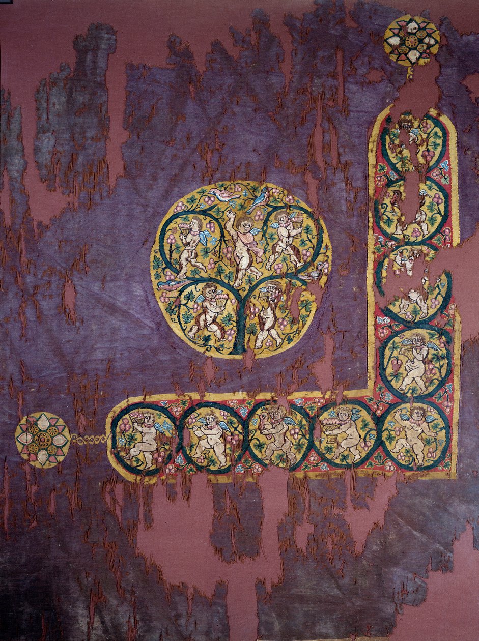 Koptische kunst: Wandkleed met oogstliefde (4e eeuw na Christus), Parijs, Musée du Louvre door Coptic Coptic