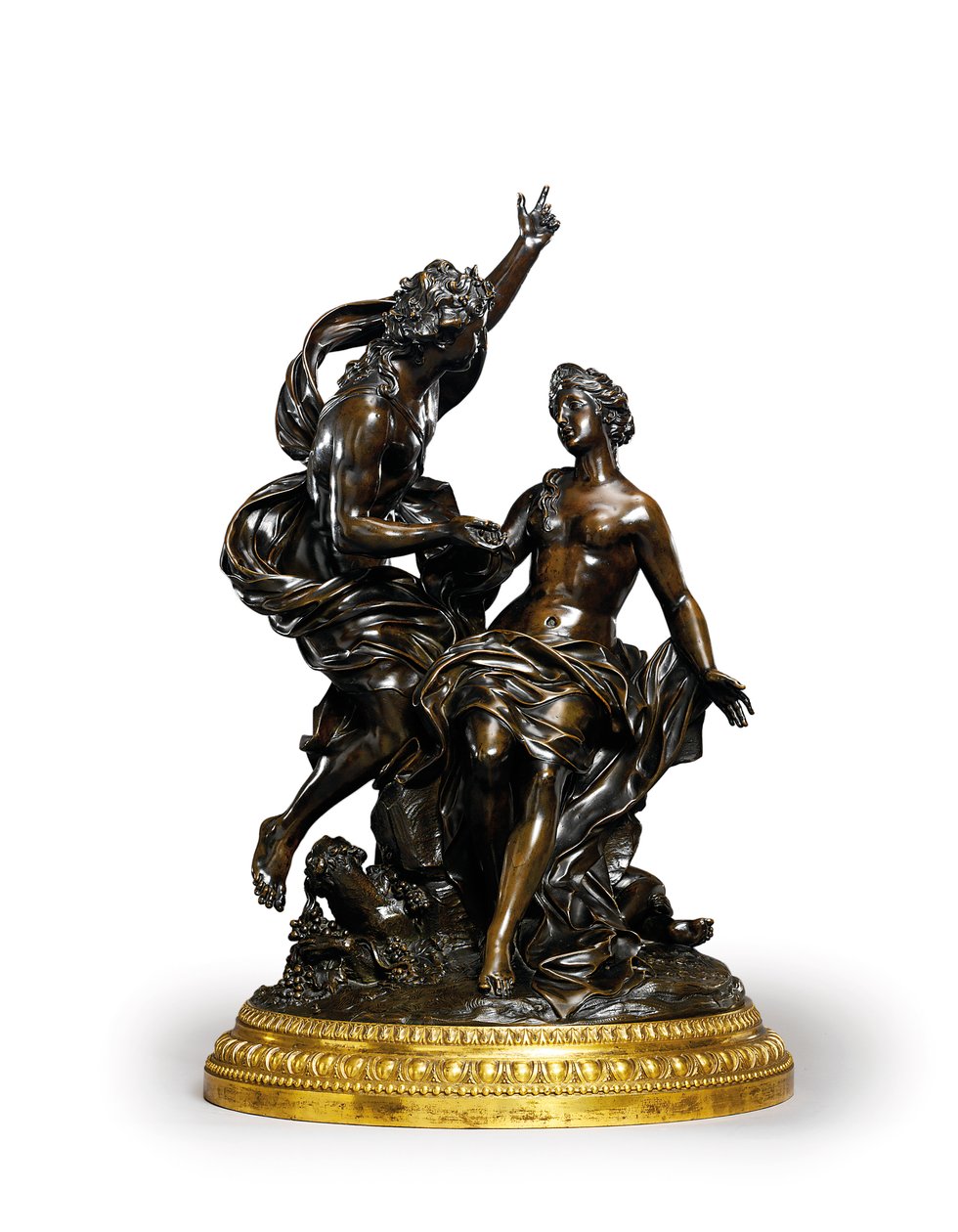 Een Louis XIV bronzen groep die Bacchus en Ariadne vertegenwoordigt, ca. 1704 door Corneille van Cleve