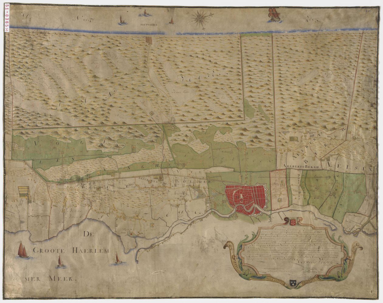 Kaart van Haarlem en omgeving door Cornelis Velsen