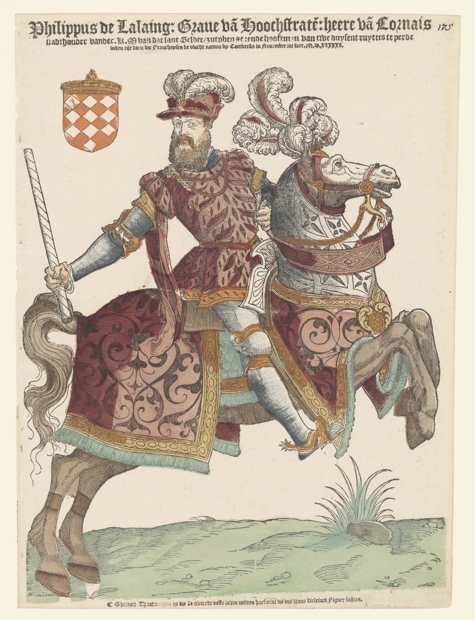 Portret van Filips van Lalaing te paard door Cornelis Anthonisz. (manner of)