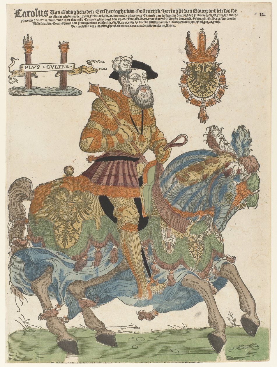Portret van Karel V te paard door Cornelis Anthonisz. (manner of)