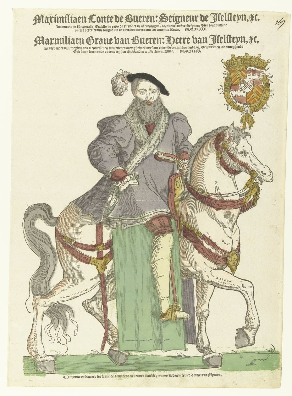Portret van Maximiliaan van Buren te paard door Cornelis Anthonisz. (manner of)